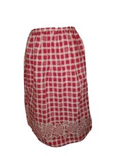 Vintage 60s Half Apron Skirt Pocket Red White Gingham Floral Fabric MCM Kitchen