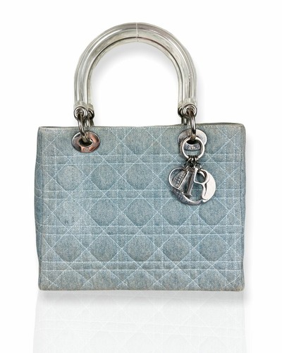 Authentic Christian Dior Lady Dior Cannage Denim Medium Handbag Blue | eBay