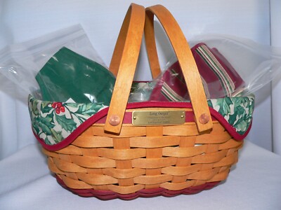 LONGABERGER GET TOGETHER BASKET MEGA SET w/ RED TRIM 3 LINERS NEW