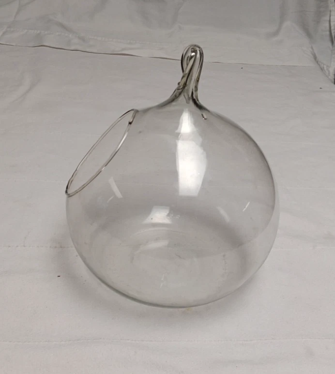 Clear Glass Apple Shaped Planter Terrarium Jar Lantern Hand Blown VTG Spain - Image 4 of 4