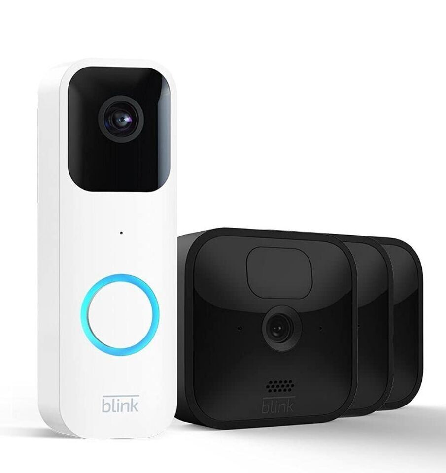 Blink Video Doorbell + Sync Module 2 Battery or Wired Chime Alerts New Open Box-image