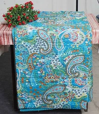 Paisley print cotton quilt bohemian style sofa throw lightweight bedspread