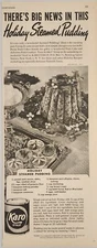 1947 Print Ad Karo Syrup in Cans Holiday Steamed Pudding Recipe Corn Products 