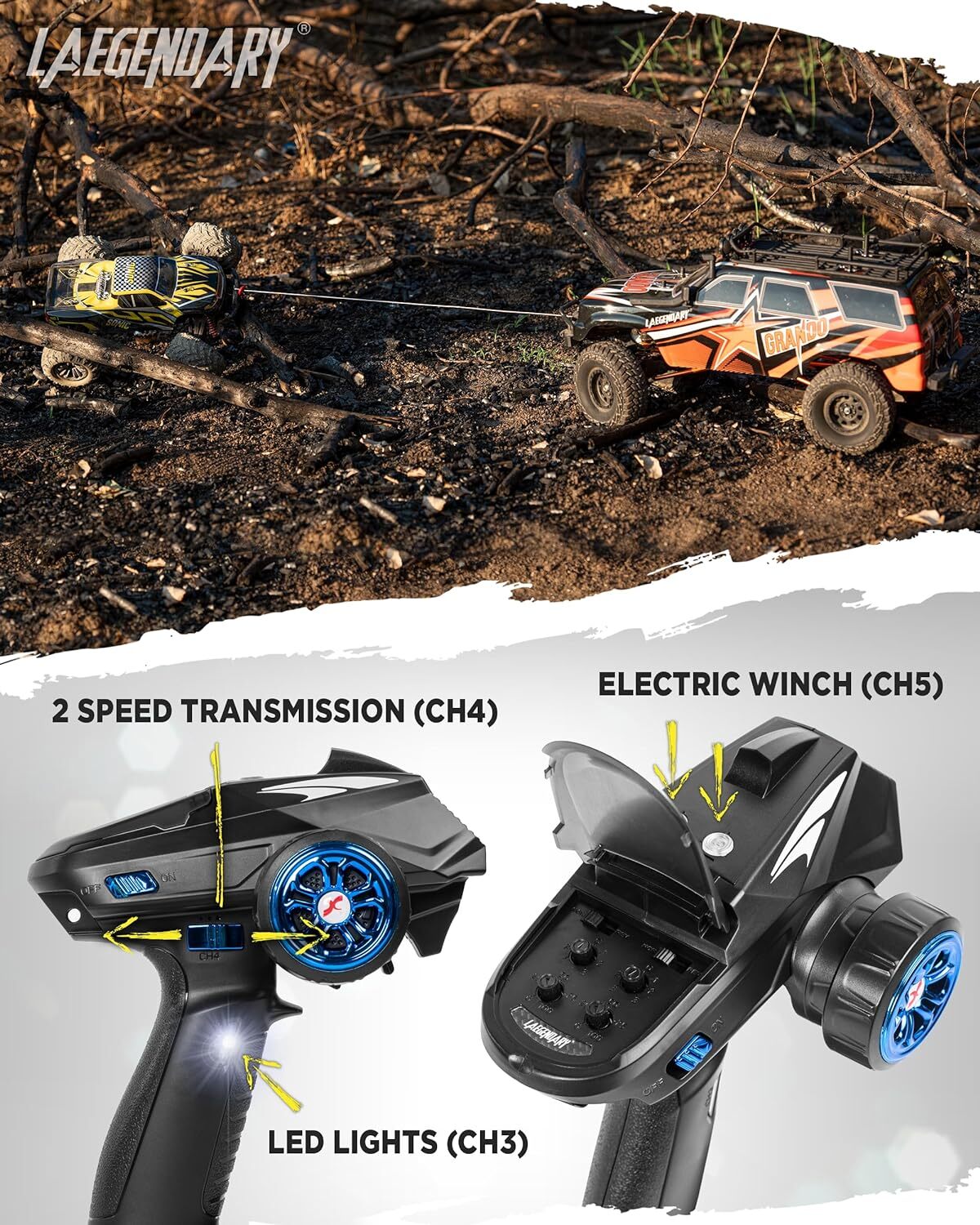 Laegendary 110 Scale RC Crawler 4x4 Offroad Remote Control Truck