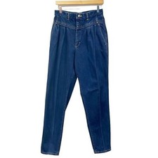 Vintage Lee Women Jeans Pleated tapered dark wash rib cage mom high waist sz 14T