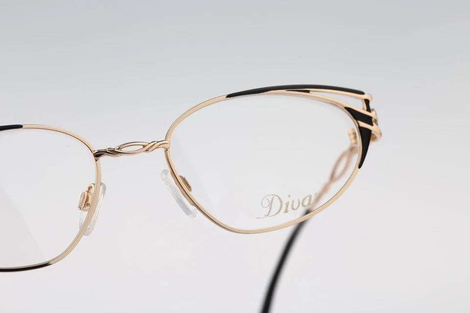 Diva 5062 2, Vintage 90s Negro y Dorado Ojo de Gato Monturas Mujer Nuevo de Lote Antiguo Foto 4 de 4