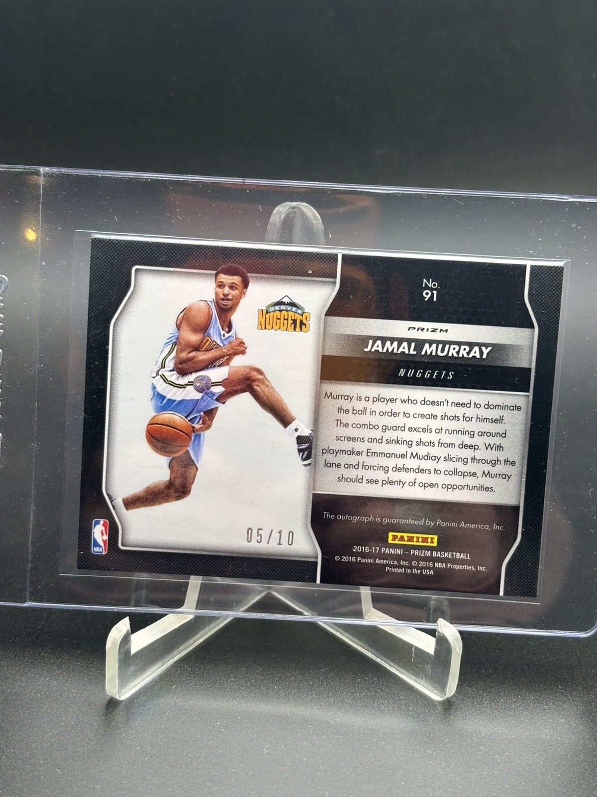 2016-17 Panini Prizm Jamal Murray Gold Auto #05/10 Rookie #91 Nuggets view 3
