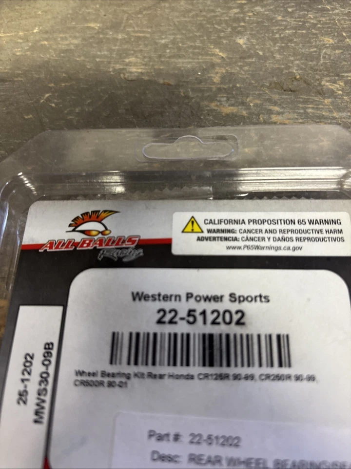 Комплект подшипников колеса все шарики 25-1202 задние для Honda CR125R 1992 22-51202 AB25-1202 - Изображение 2 из 2
