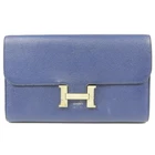 HERMES  Constance Long SMetal Long Wallet Wallet blue France Epsom Women 103664