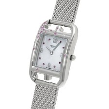 HERMES Cape Cod Pm CC1.233 White Case Size 31×23mm Ladies Used Watch #111011 2