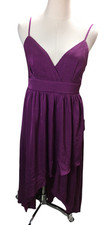 Lulu's Beaming with Bliss Purple Striped Faux-Wrap Midi Dress Size Medium NEW