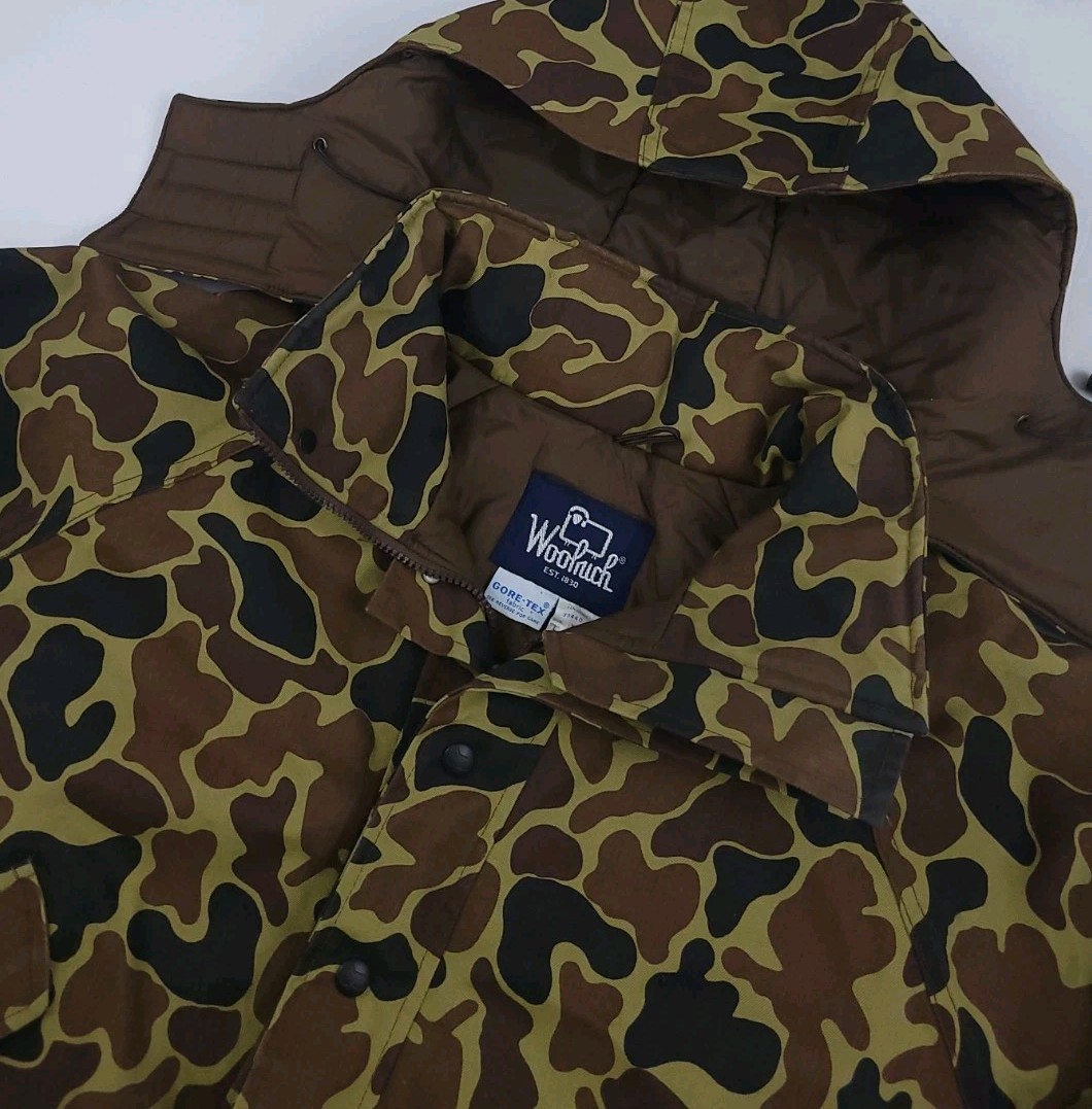Vintage 80s Woolrich Duck Camouflage Gore Tex Lined Hooded Jacket Rare USA Made image 7
