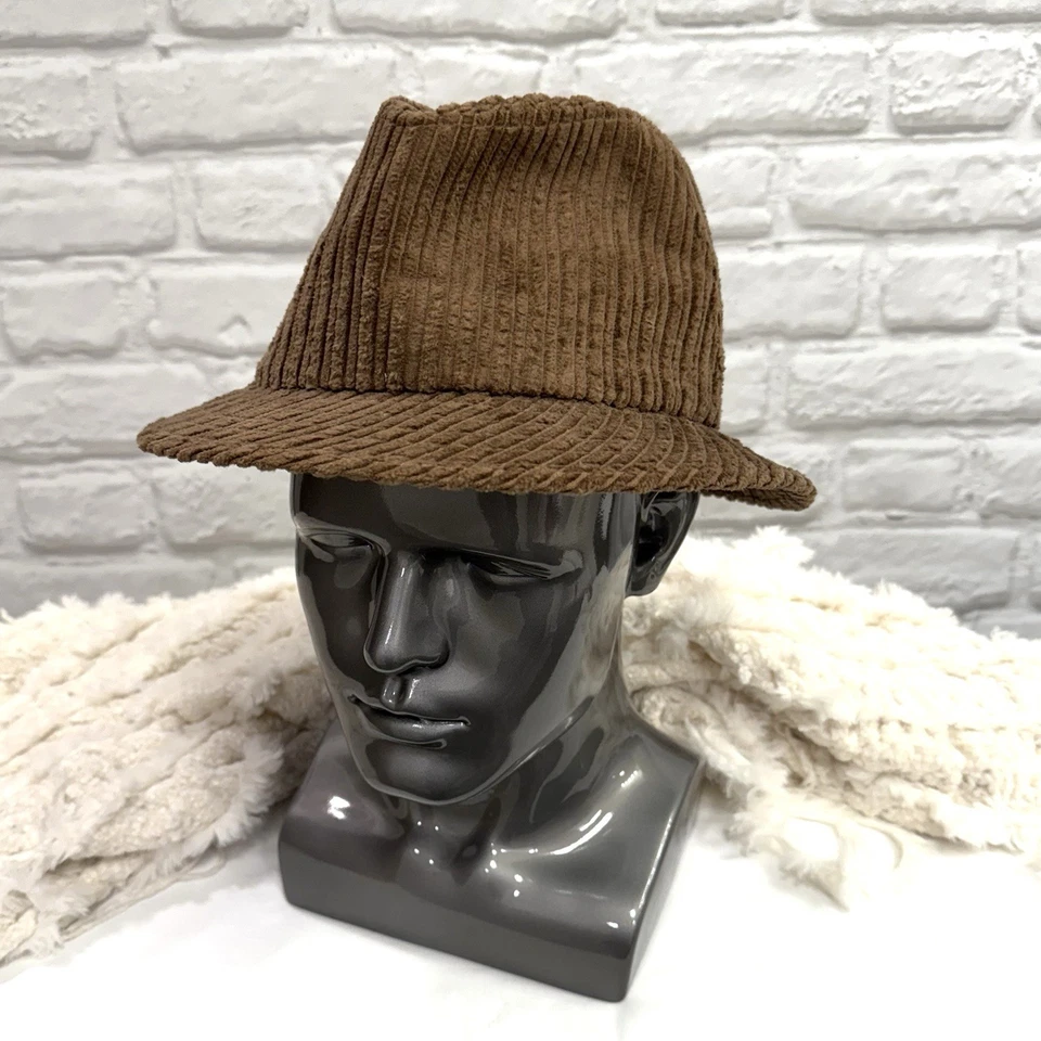 Chapéu Fedora de veludo marrom vintage masculino feminino "Balde Cap Liz Claiborne" - Imagem 3 de 4