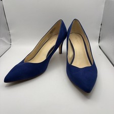 Nine West More Royal Blue Faux Suede Pointed Toe Stiletto Pumps Size 8M