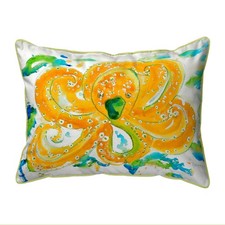 Betsy Drake Orange Octopus Large Indoor Outdoor Pillow 16x20