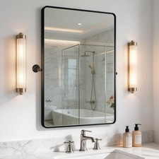 Farmhouse Pivot Rectangle Bathroom Mirror Metal Framed Tilting Vanity Mirrors