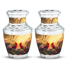 Cardinal Urn Ashes Keepsake 3Inch Set Of 2 Burial  Funeral Ash Container