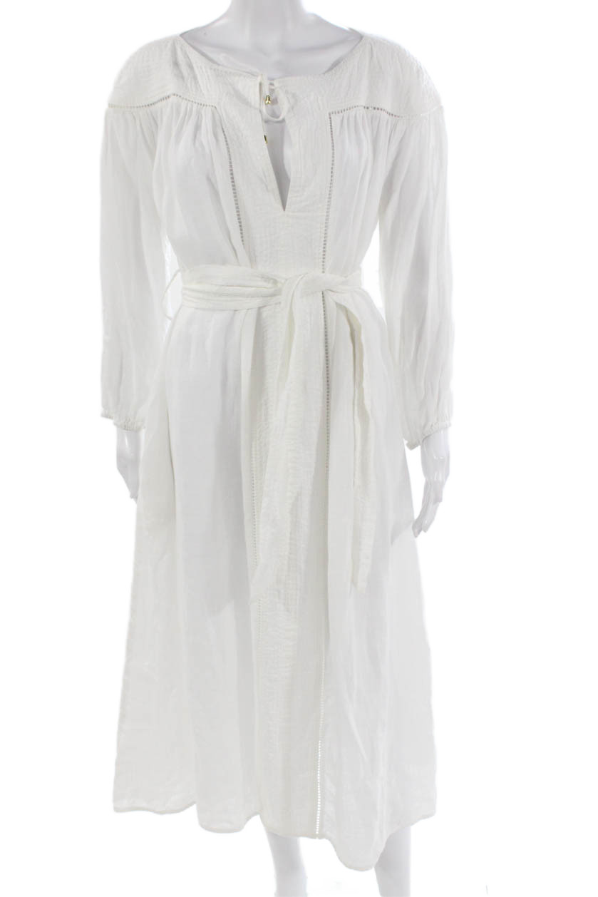 Zimmermann Womens Maxi Linen V-Neck Long Sleeve Tie Dress Size 3Free Shipping in US $100+ Orders | $6.95 Orders Below