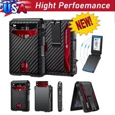 Men Slim Pop Up Bifold Wallet with Money Clip, Minimalist Wallet RDIF Blocking