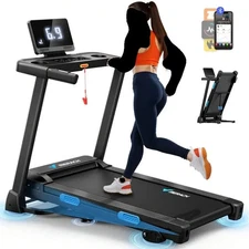 MERACH Foldable Treadmill With Incline, 7.5MPH Quiet Treadmills For Home With Do