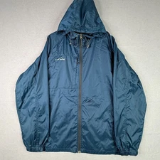 Eddie Bauer Windbreaker Rain Jacket Mens XL Blue Hooded Full Zip Kroger *