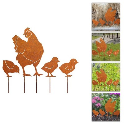 4 Stück rustikale Hühner Garten Pfähle für Blumentöpfe und Outdoor Dekorationen