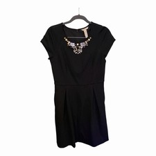 Banana Republic Jeweled Neckline Fit Flare Ponte Dress Black Women’s 8