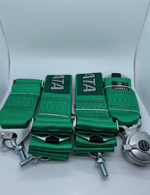 Takata RACE 4 Point Snap-On 3'' Racing Seat Belt Harness with Camlock (Green)