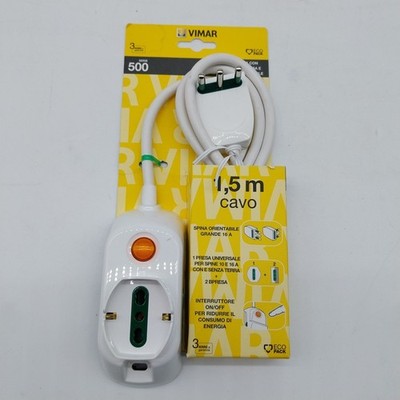 Vimar FP00511.C.B Universal Mehrfachsteckdose mit Lichtschalter, 2 Steckdosen, 1