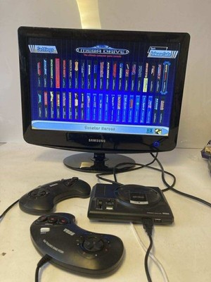 Sega Mega Drive 16-Bit Schwarz Konsole mit eingebauten Spielen 2 Controller