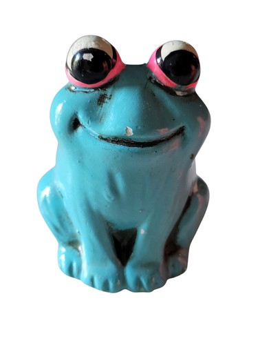2 Vtg 70’s Orange & Blue Flower Power FROG Piggy Bank Figurine READ Damage Japan - Picture 2 of 14