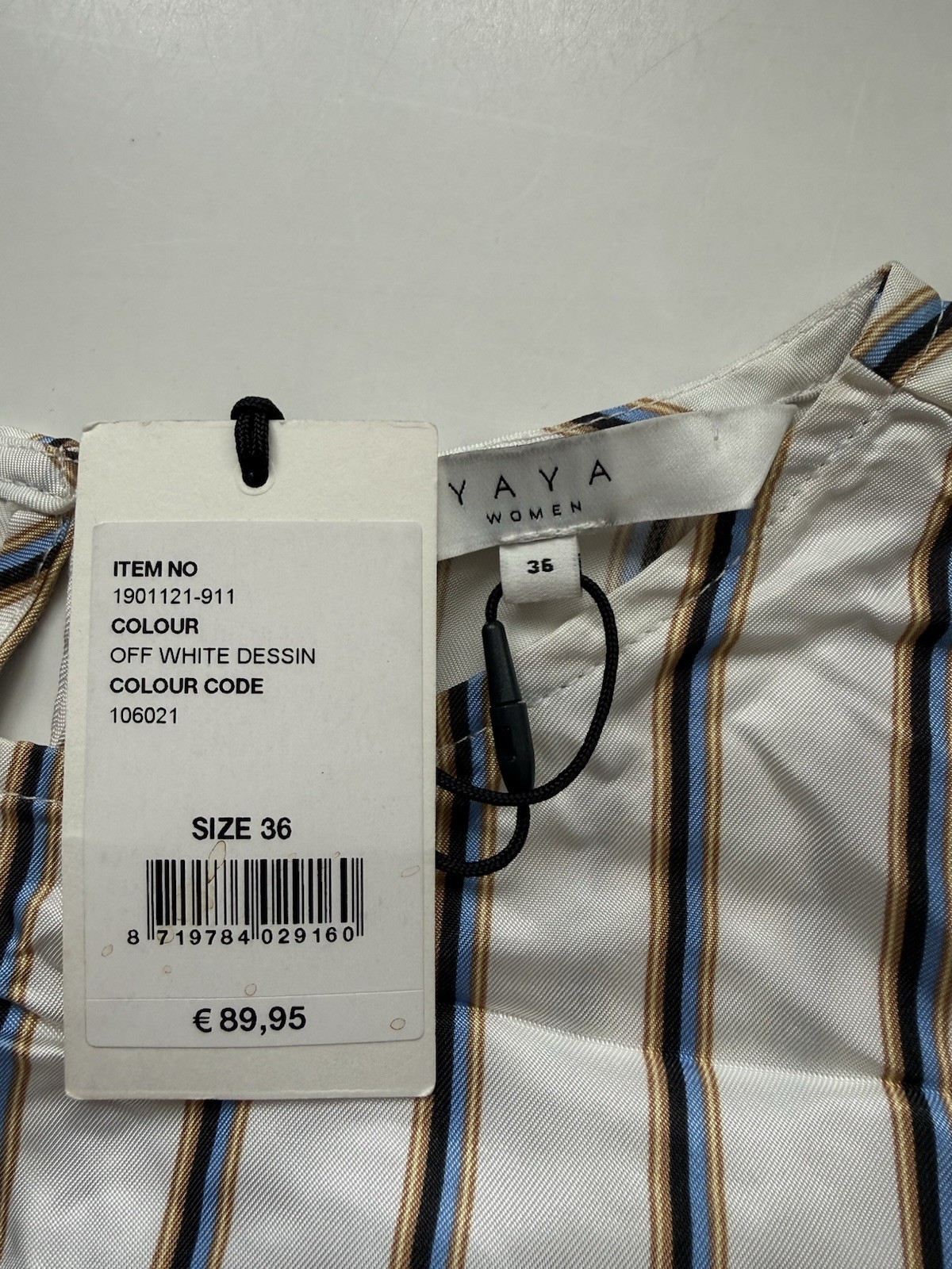 YAYA Women Blouse Size 36 UK 8 10 Off White Stripe Tie Waist NWT Viscose RRP £75 thumbnail 3