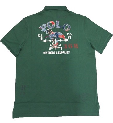 トップス PATCHWORK POLO SHIRT GRAYISH GREEN Polo Ralph Lauren Women's Green Patchwork Logo Graphic Crew