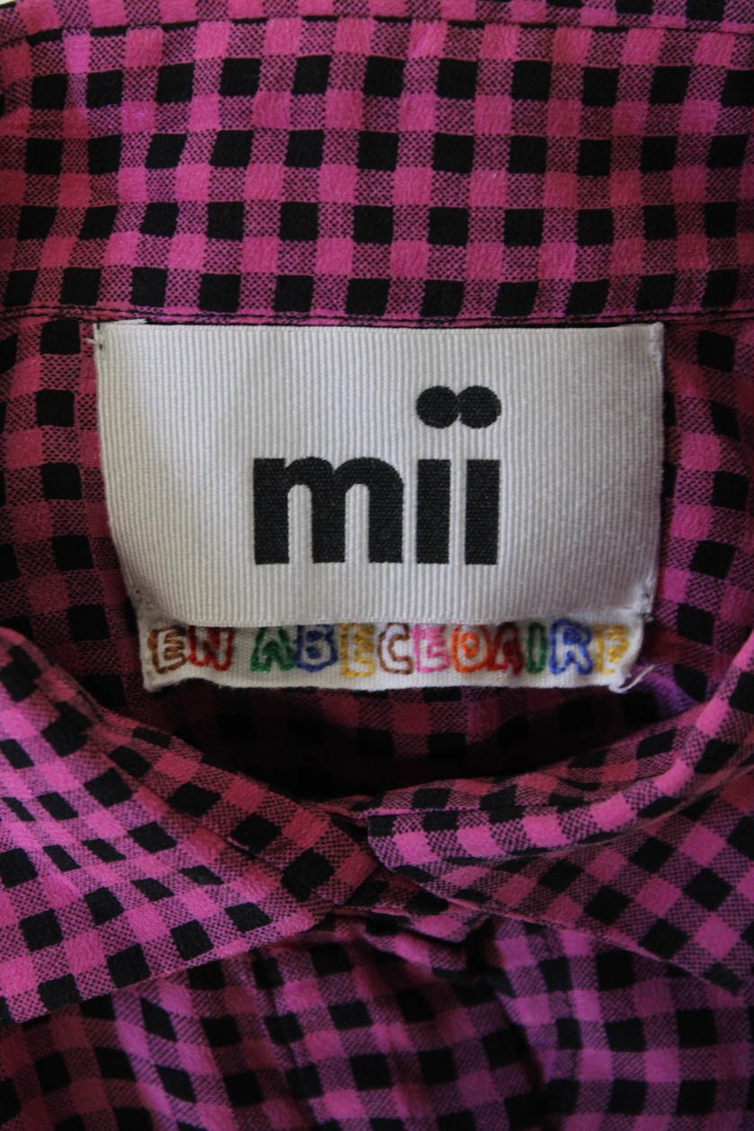 Mii Womens Button Front Collared Gingham Ombre Si… - image 6