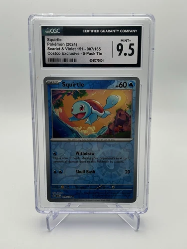 Pokemon Squirtle Reverse Holo #7 Scarlet & Violet 151 Costco - CGC 9.5 Mint+