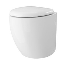 GoodHome Kentia Rimless Back To Wall Round Toilet Pan Soft Close Seat White UK
