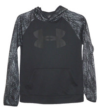 UNDER ARMOUR ColdGear Loose black  gray lightweight hoodie fleece lined YOUTH L