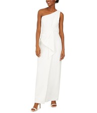 Eliza J Womens Draped One Shoulder Dress, white, Petite, 2P