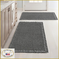 MIULEE 2-Pack Waffle Bathroom Rugs, Boho Non-Slip, Washable, Super Absorbent, 18