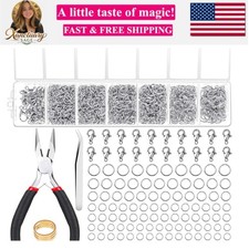 1500Pcs Silver Jump Rings with Lobster Clasps and Jewelry Pliers for Jewelry ...