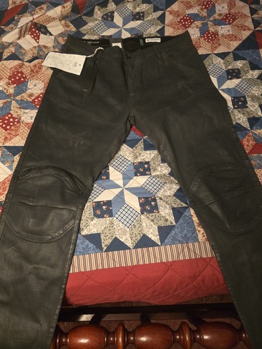 G-Star RAW Men’s Black Denim Skinny Jeans Zip Knee 5-Pocket Dark Wash