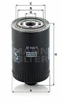 Mann-Filter W 940/5 Filter FüR Hydraulikbetrieb FüR Agrale, DEUTZ-FAHR, Fendt