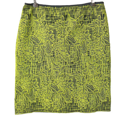 Per Se by Carlisle Lime Green Floral Embroidery Silk/Nylon Pencil Skirt Sz 6