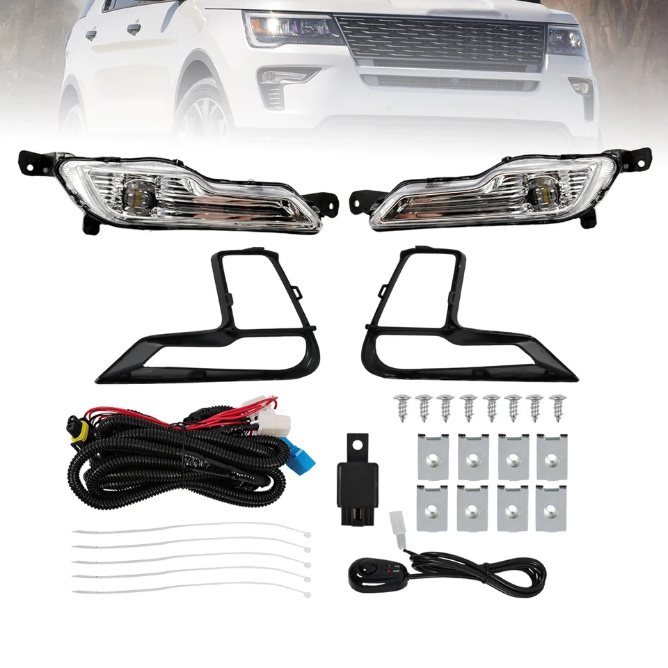 Kit de luces antiniebla LED transparentes para Ford Explorer 2018 2019 2* con interruptor + bisel + cable nuevo EE. UU. Foto 2 de 4