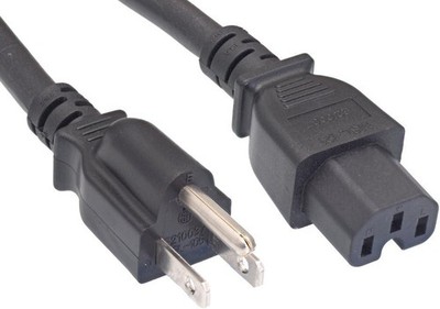 North American Power Cord, NEMA 5-15P to IEC320 C15, 3', 14 AWG, 15A, 250V (ZWAC