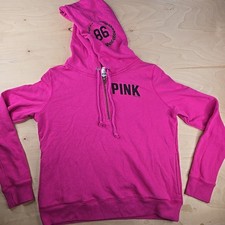 Victoria's Secret Pink 86 Sweatshirt Hoodie L Y2K 1/4 Zip Pullover