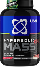 USN Hyperbolic Mass Strawberry Cheesecake 2Kg: High Calorie Mass Gainer Protein 23.27 per kilo