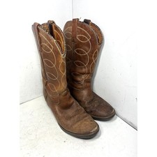 Durango Brown Leather Western Cowboy Boots Women Pointed Round Toe 9 D USA Made