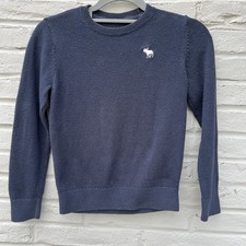 Abercrombie  Fitch Kids Navy Crewneck Sweater 7/8 Logo Knit Fall Winter School