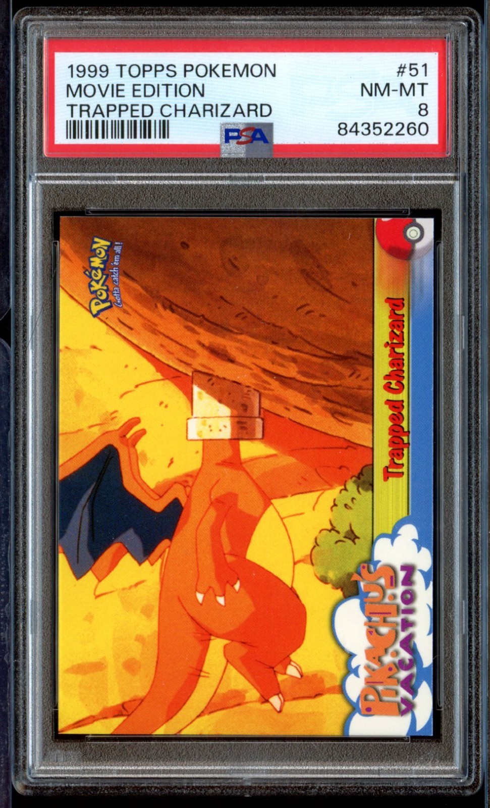 1999 Topps Pokemon Movie Edition Trapped Charizard #51 PSA 8 NM-MT Vintage Grail